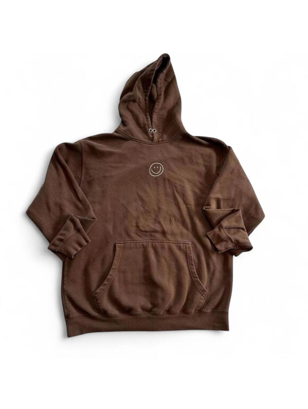 Bear Lake Brown Hoodie with Smile Face and Wake Lake Shake Print